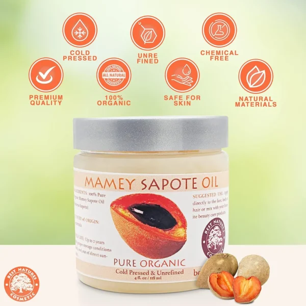 Mamey Sapote Oil Organic – revitalize dry skin and hair with deep moisture and frizz control. For curly, wavy hairs. 5 fl oz - Image 3